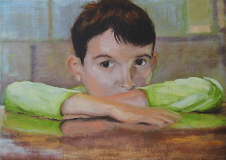 Jongen in groene trui