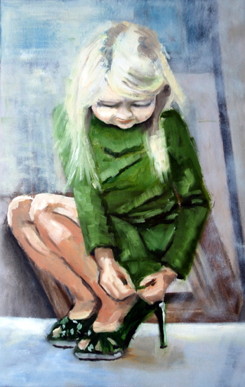 Meisje met groen jurkje