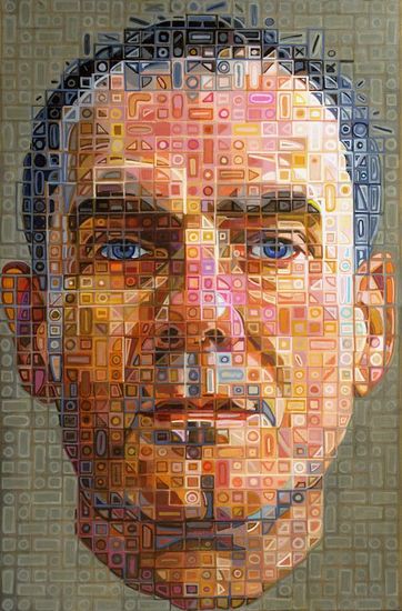 Zelfportret in de stijl van Chuck Close