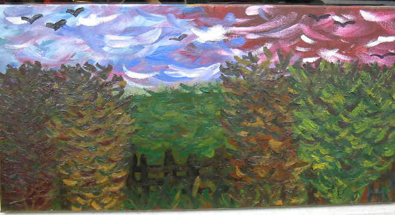 Zonsondergang in het bos