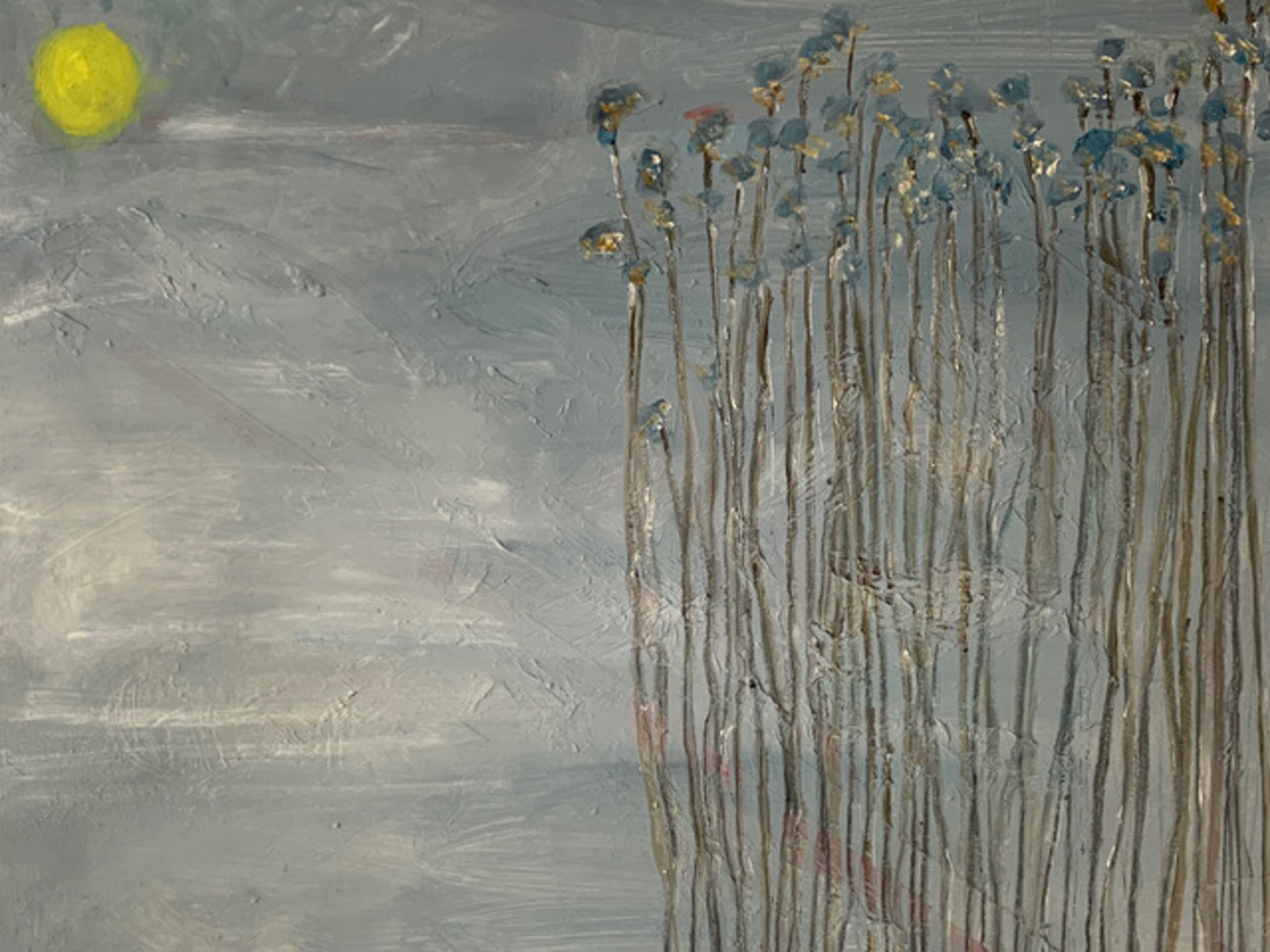 Opkomende zon met riet.