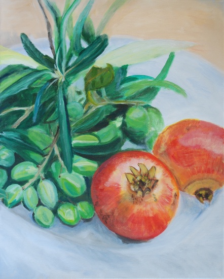 Stilleven met granaatappels