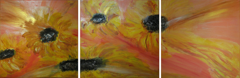 Drieluik met zonnebloemen