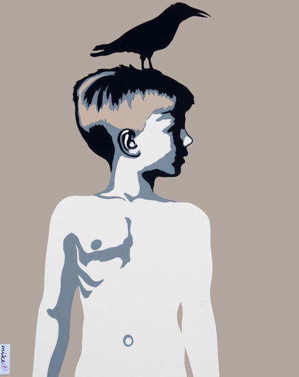 Een kraai en zijn jongen