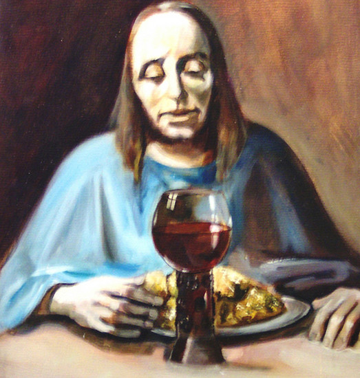 Jezus met brood en wijn