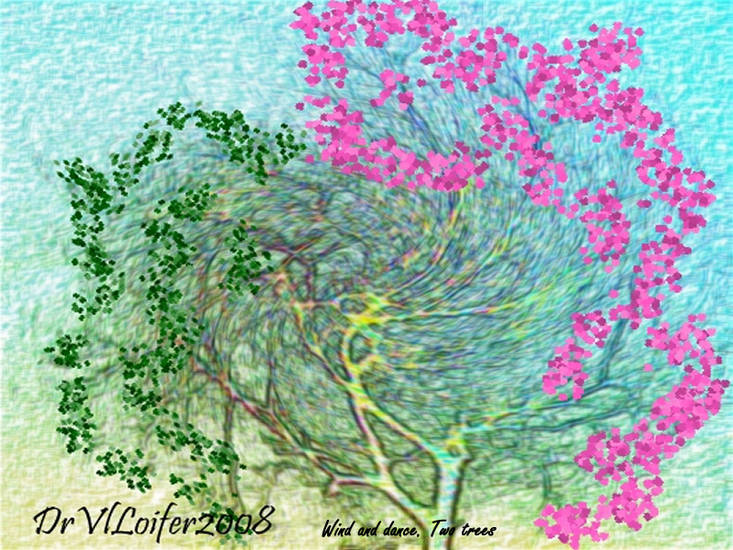 Wind and dance. Two trees