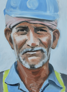 In plaats van het WK te kijken, heb ik 11 arbeiders geschilderd die in Qatar werkzaam waren en misschien nog zijn.