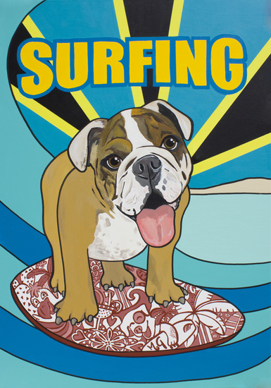 Surfing English Bulldog