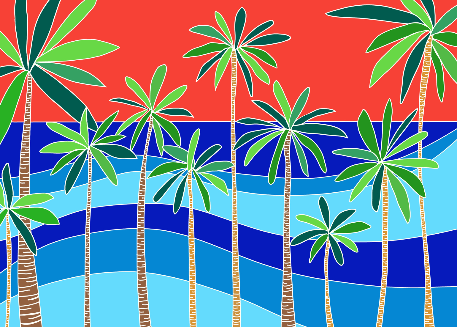 palmbomen bij de zee