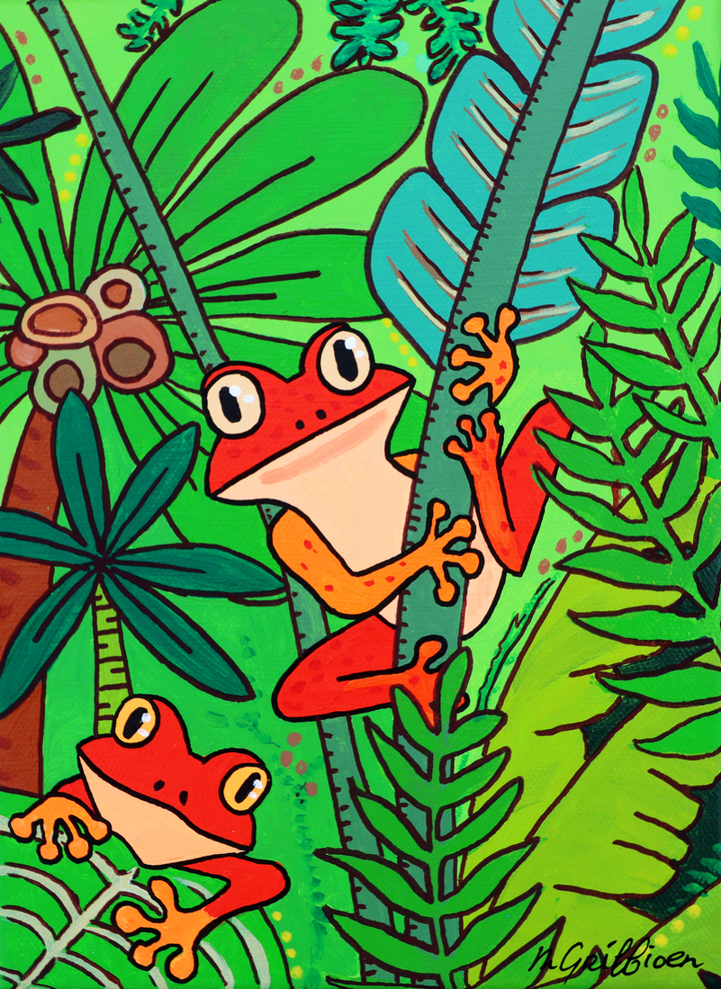 rode kikkers in de jungle