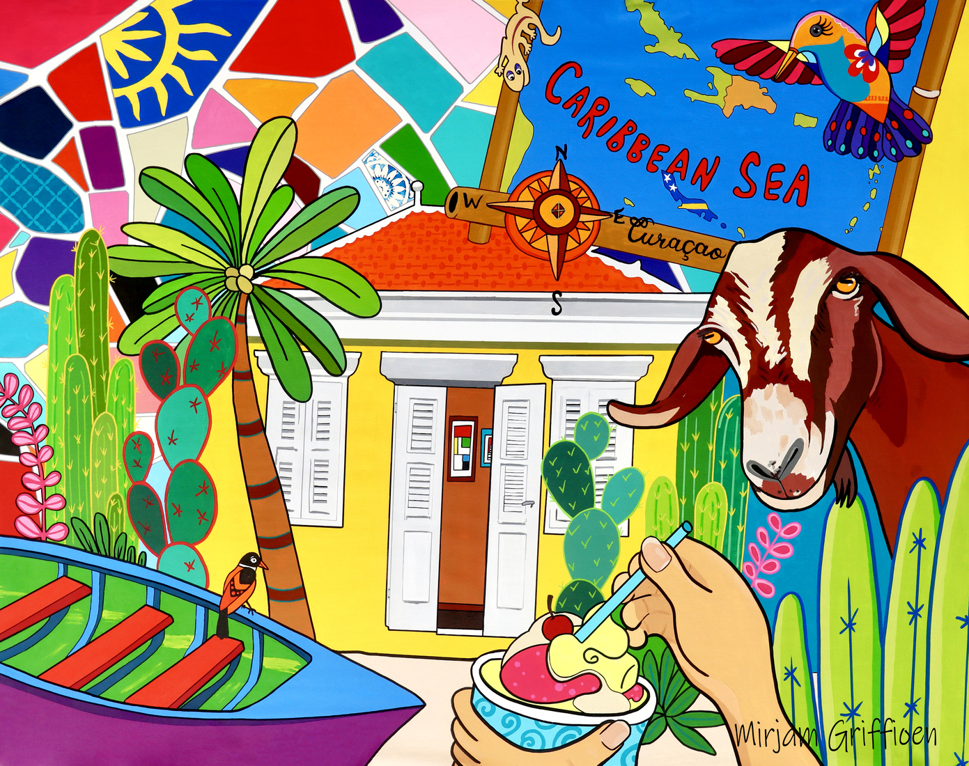 Monumentaal huis in de Bargestraat op Curacao, mooie kleuren in het Caribisch gebied.