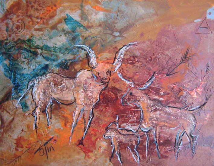 Stier met tweeling en Opa