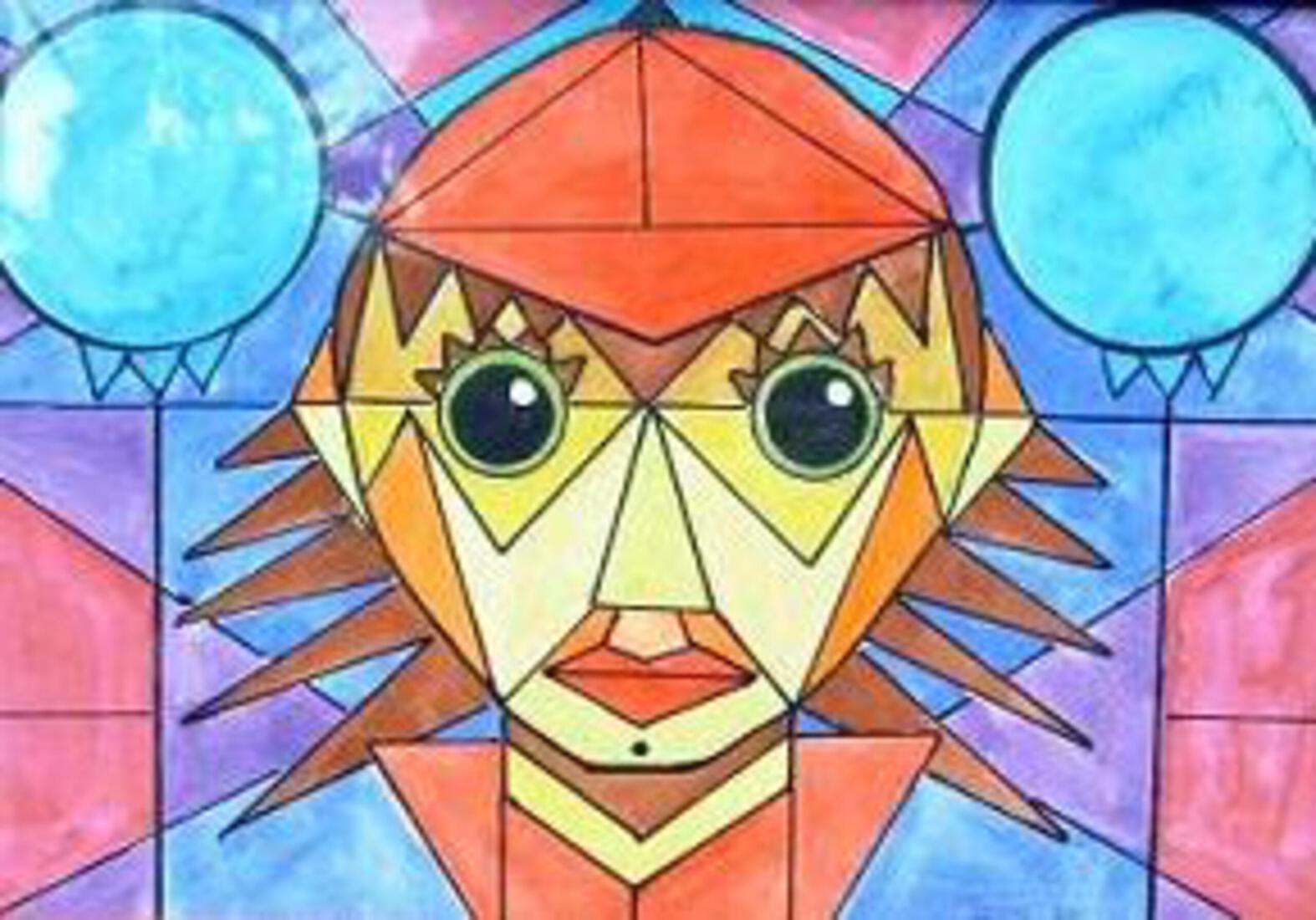 Jongen  in lijnen en vakken 