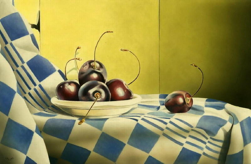 Stilleven met kersen.