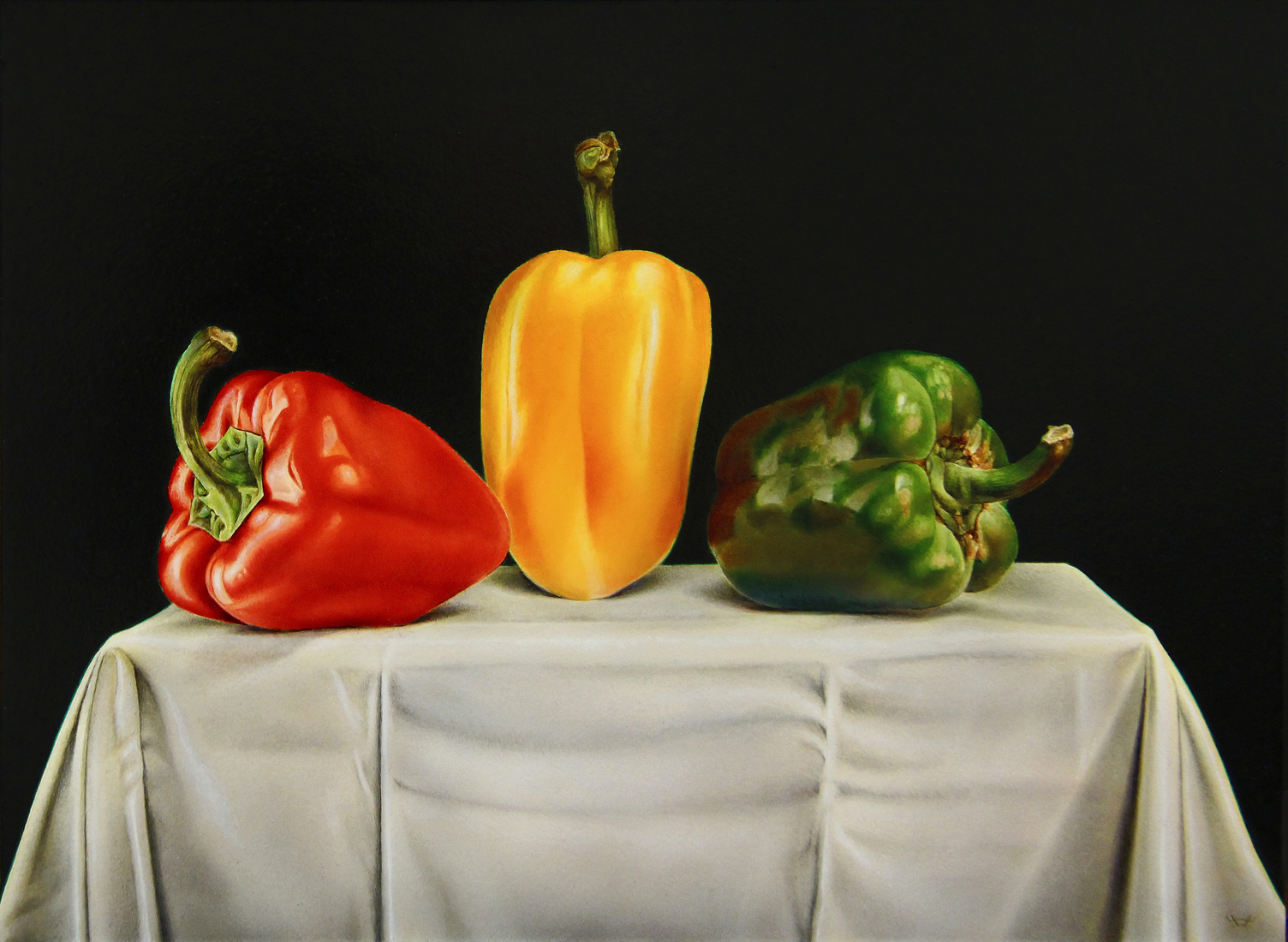 Stilleeven met drie Paprika's