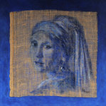 Hier enkele schilderijen op koper, jute, of doek met een roestige uitstraling. Waarom zal ik me beperken tot het gebruik van één soort materiaal. Er is zoveel leuks om te gebruiken!!