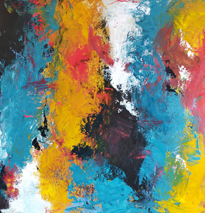 Een serie abstracte kleurrijke werken in acryl en mix media.