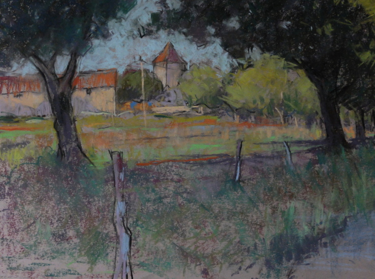 boerenschuur met bomen