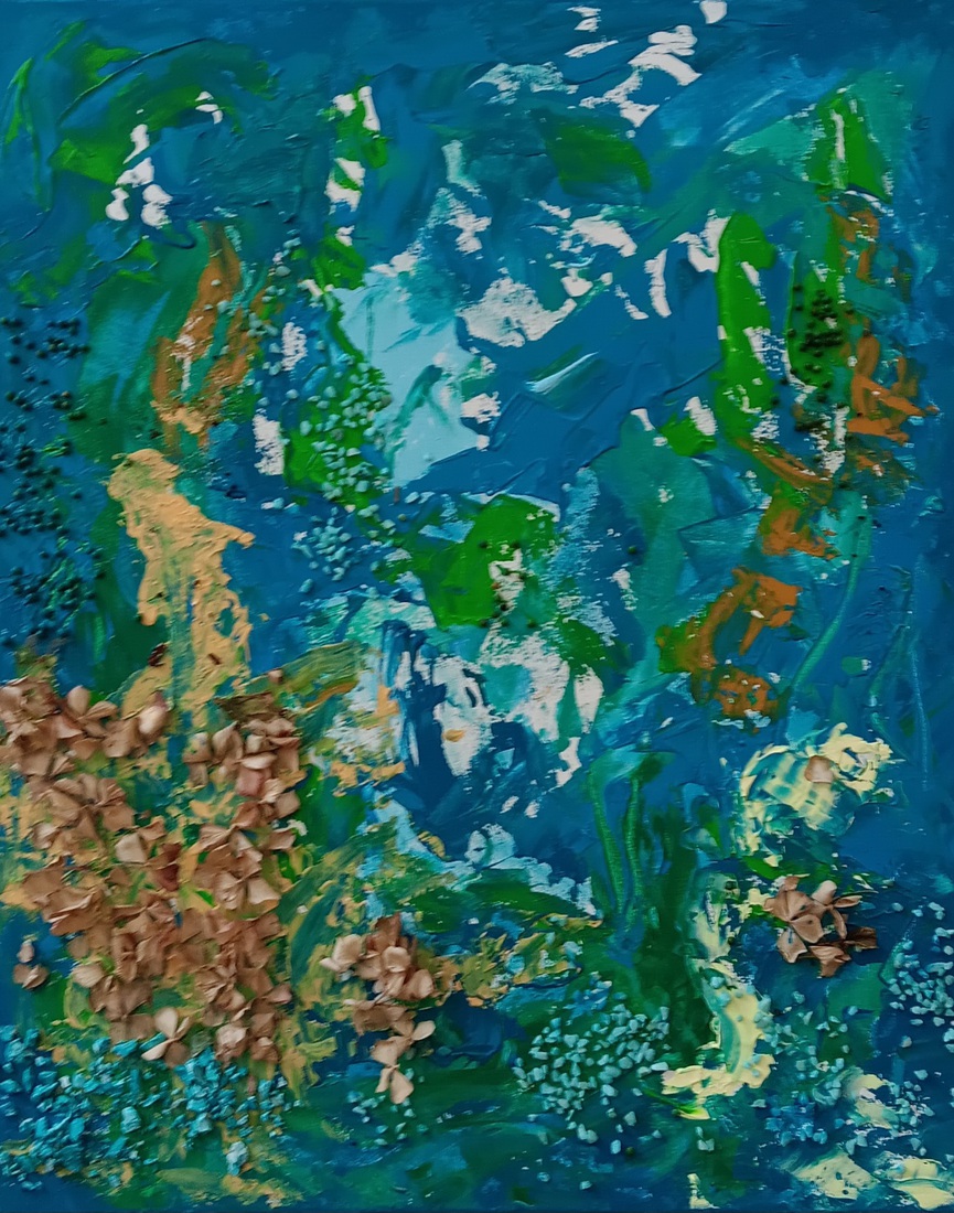 Fantasie in groen en blauw