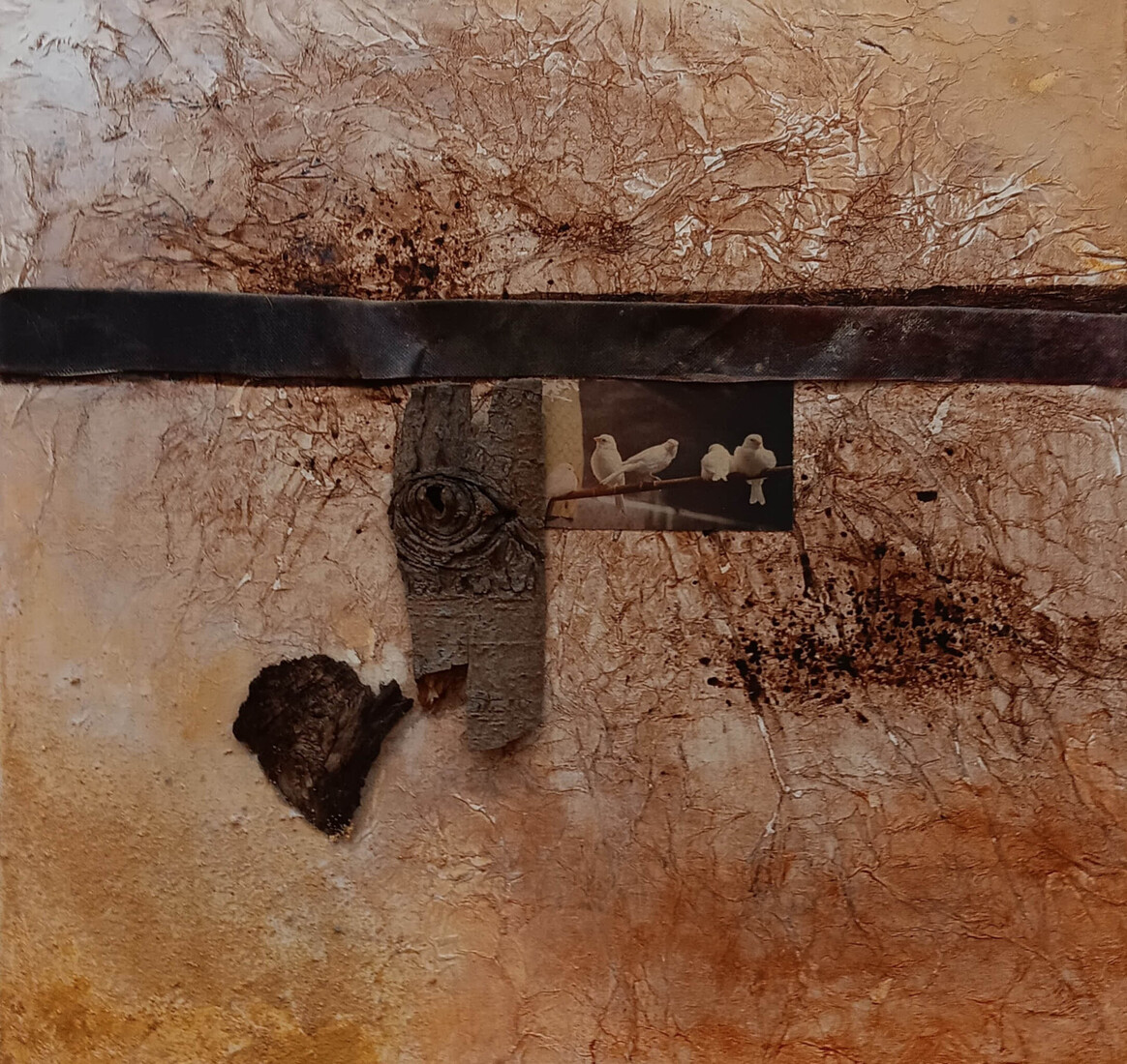 Compositie in bruin met materie