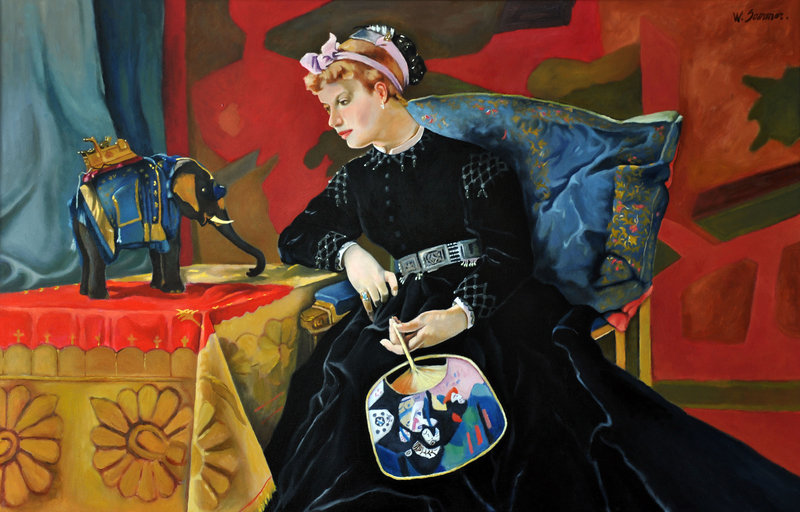 Vrouw met handwaaier