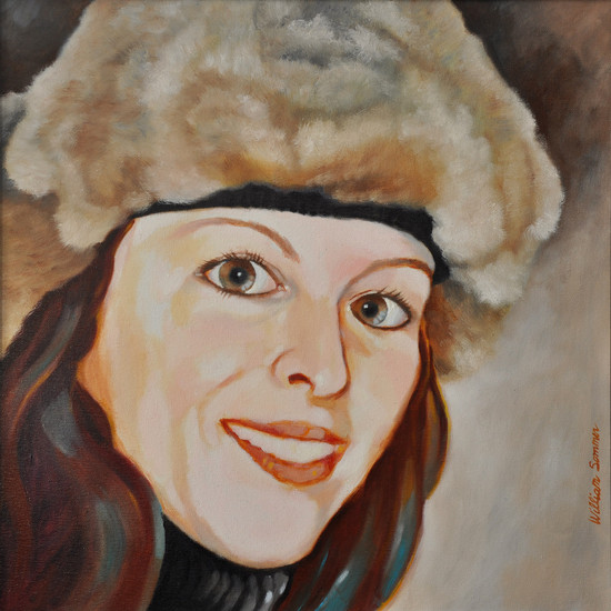 Jonge vrouw met bontmuts