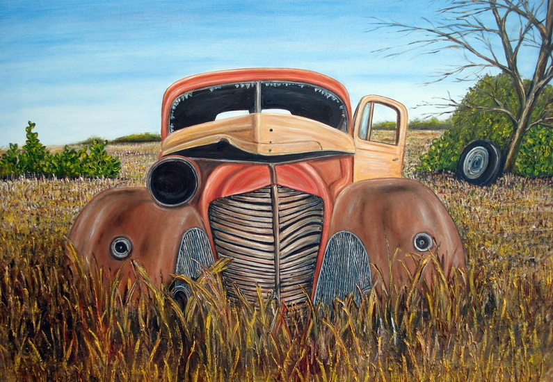 klassiek autowrak in de desert(1)