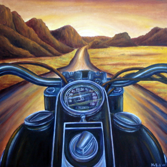 Rijden in de zonsondergang (2)