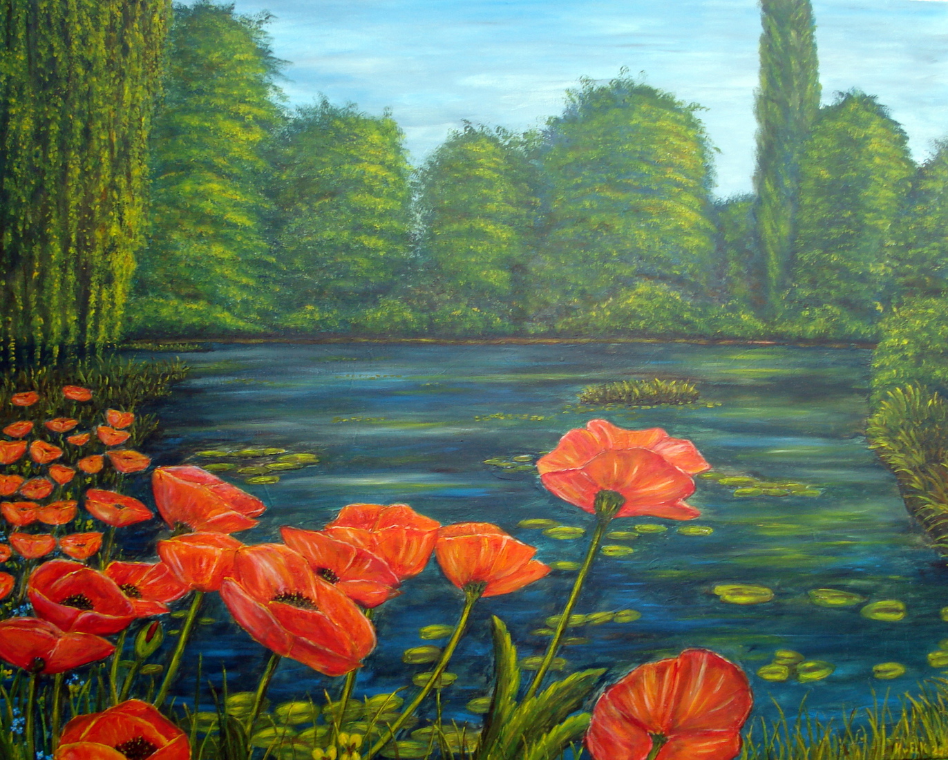 Klaprozen aan het water