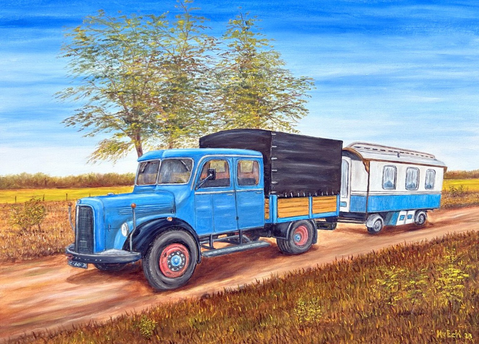 Mercedes 1957 en woonwagen 1955