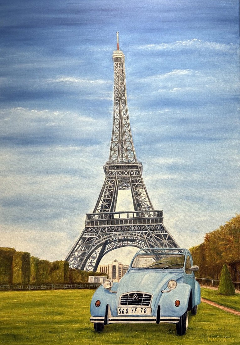 Citroen 2CV en Eiffeltoren