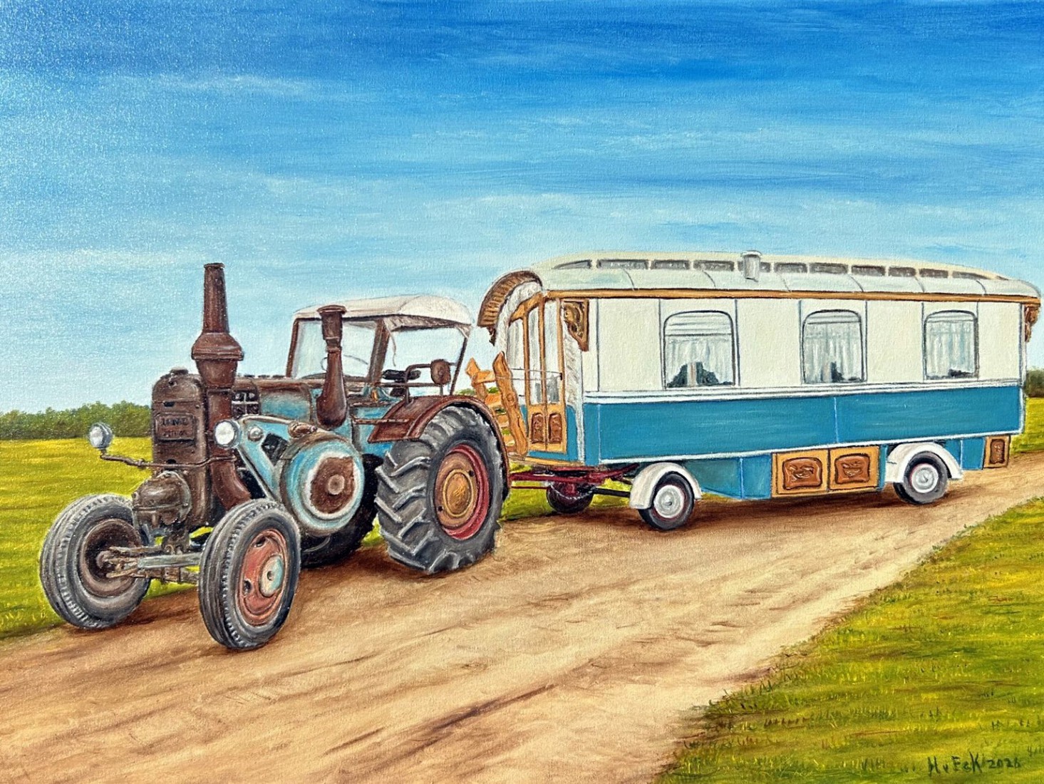 Lanz Bulldog D9506 met Buggenhoutse woonwagen 