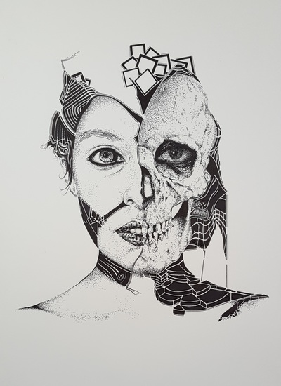 half scull half face