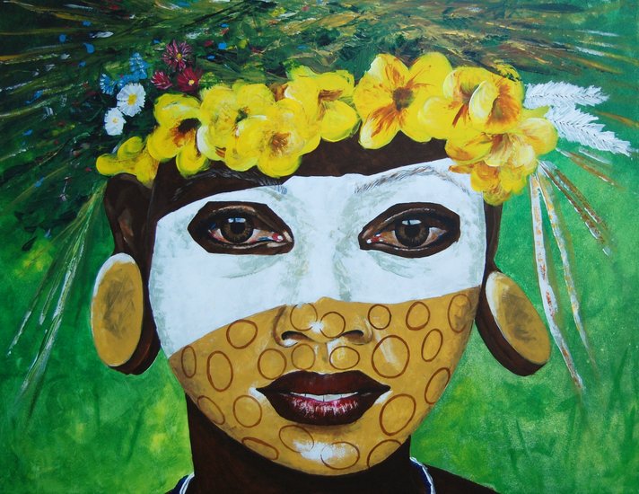 mursi girl yellow flowers