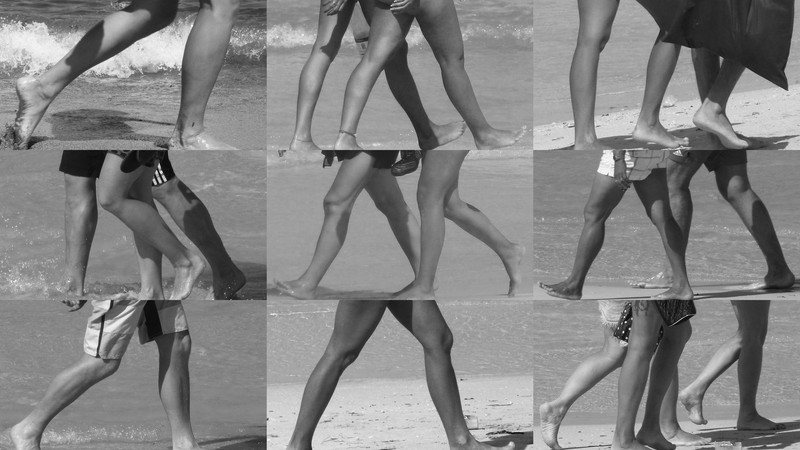 Walking on the beach.