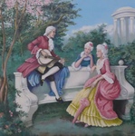 You find work inspirered by the 18th century, especially the art and fashion in France then.