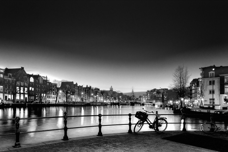 Amsterdam @ night in BW 1