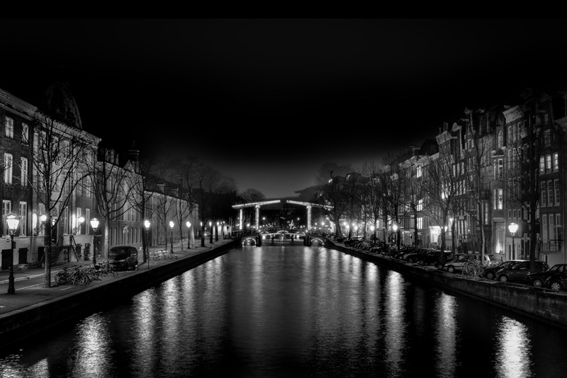 Amsterdam @ night in BW 3