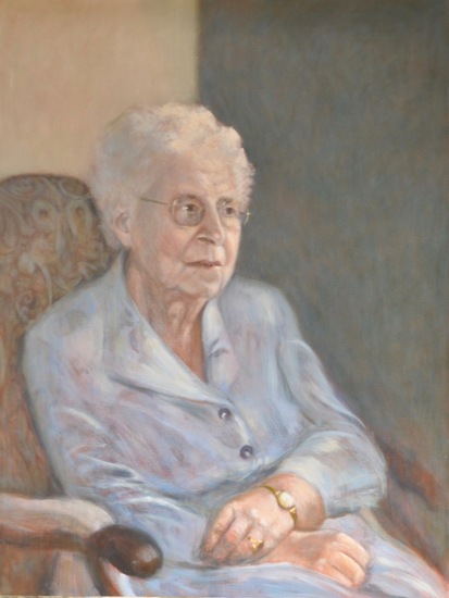 oma in avondlicht