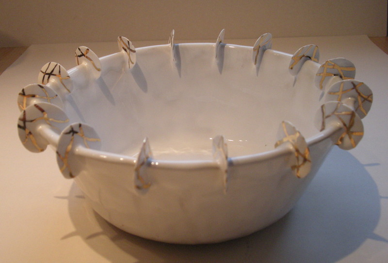 schaal met kraag en goudluster