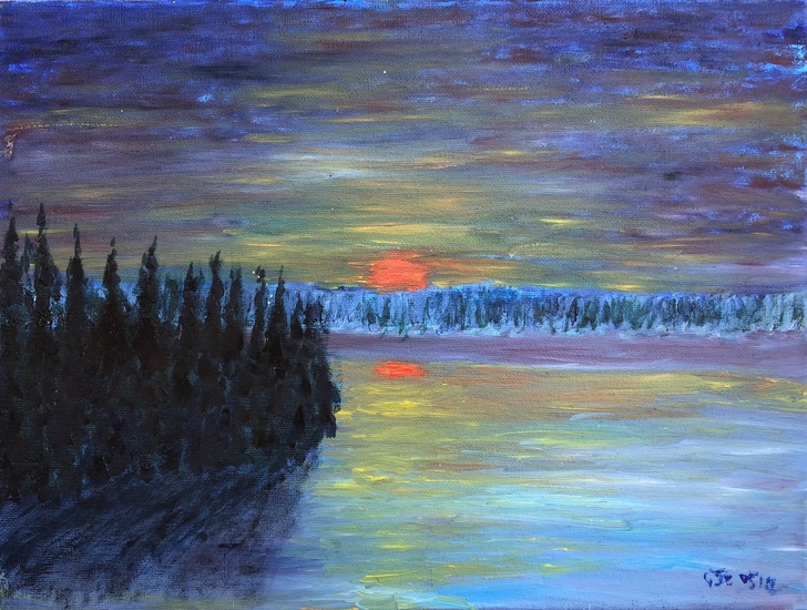 2015-05 Aan het meer met ondergaande zon