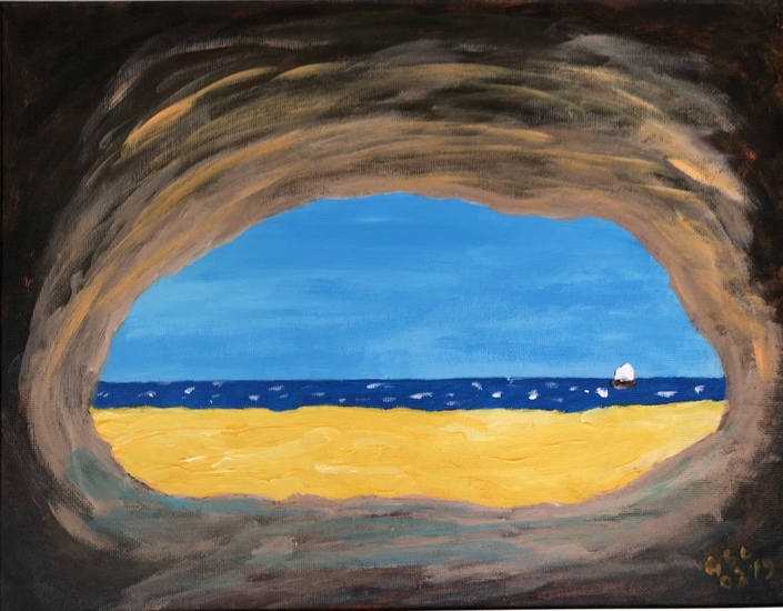 2019-02 Zeegezicht vanuit grot