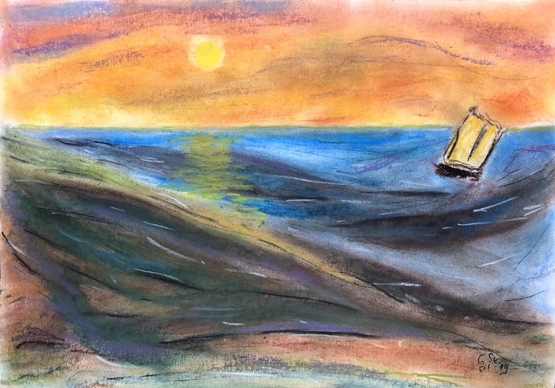Zeegezicht met zeilboot - 01-2019