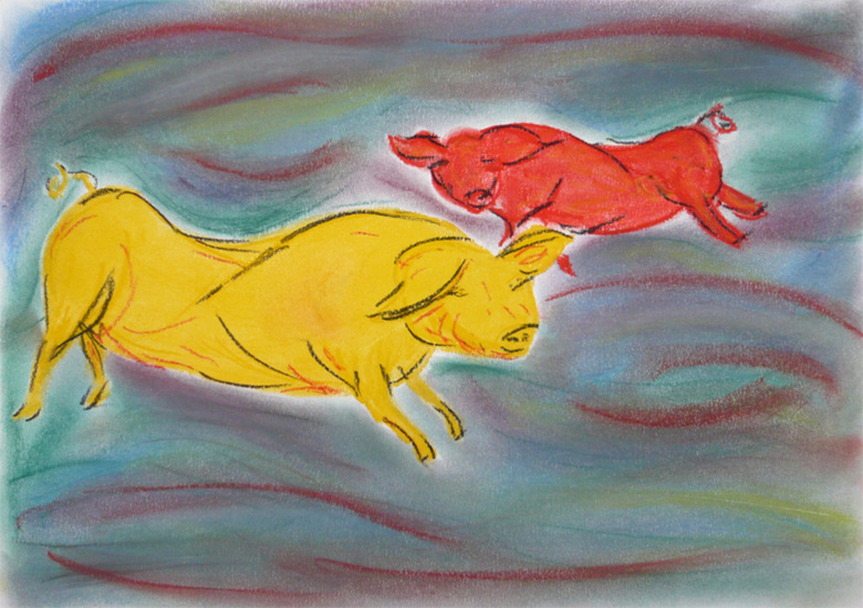 Naar Franz Marc - Vliegende Varkens - 2012