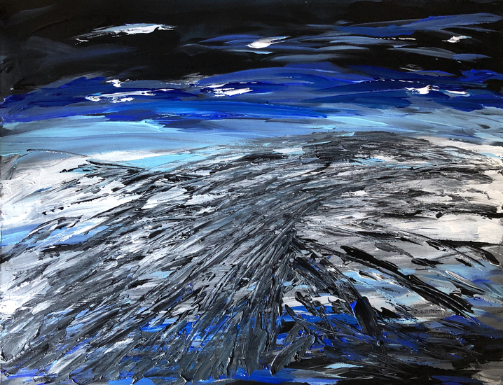 2019-10 Abstract in blauw, zwart en wit