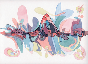 Intuitieve tekeningen, bewerkt met aquarel en oost- indische inkt.