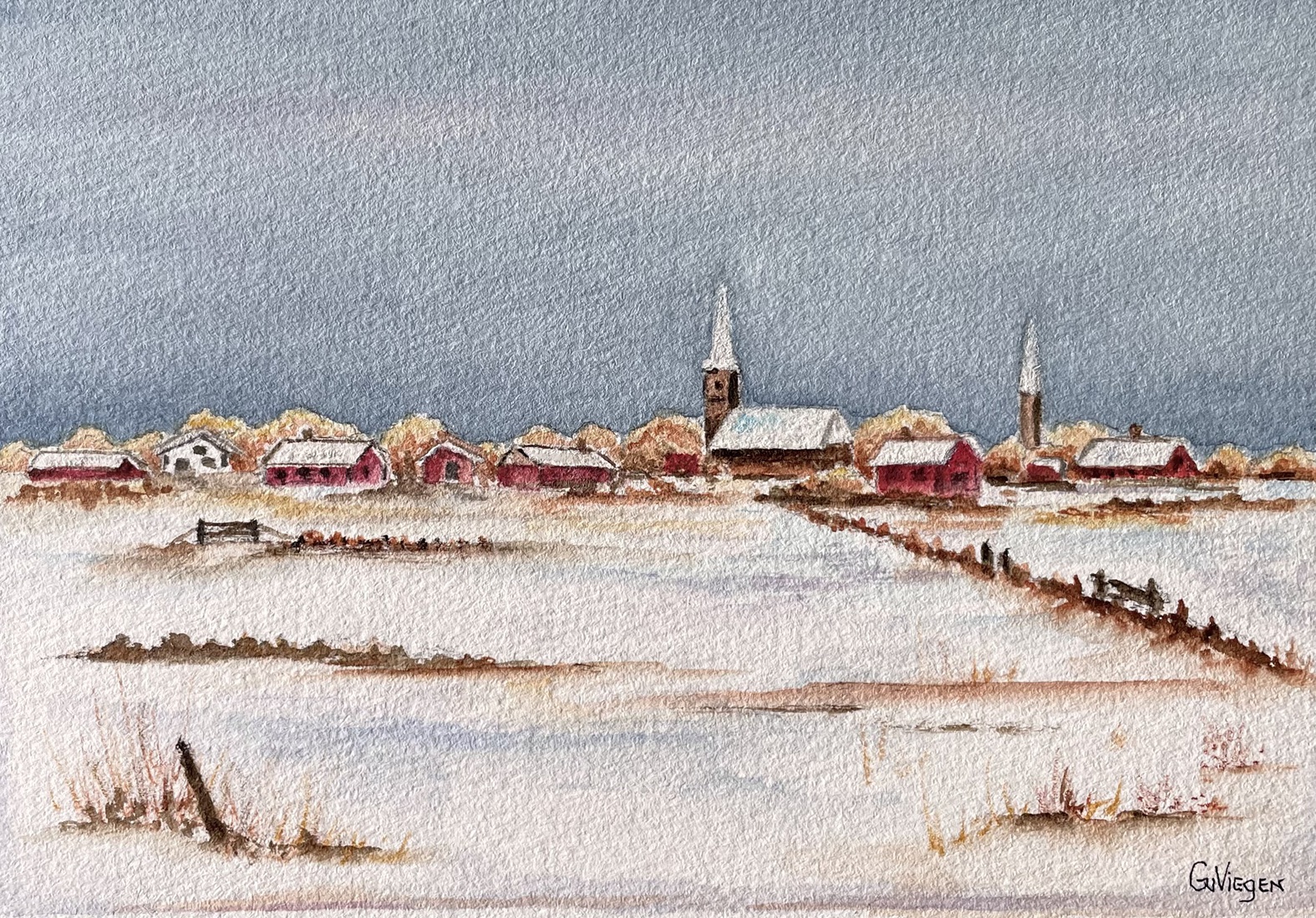 Winter op het platteland.