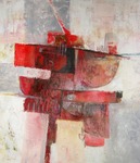 Abstracte werken met gemengde technieken. Ik heb gebrand met waterglas en pigment met terpentine, zand, papier etc.