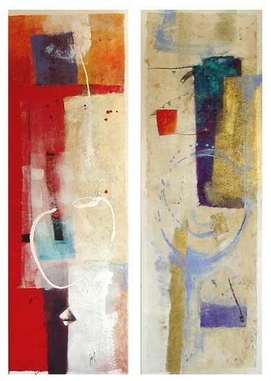 Summer Breeze 1 & 2 (abstract schilderij tweeluik)