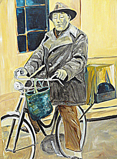 grootvader verkoopt zijn vis op de markt